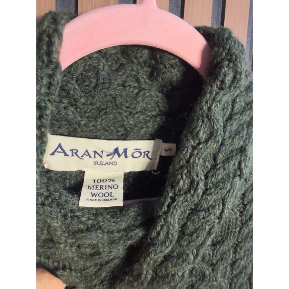 Aran Mór Ireland Green Cable Knit Wool Turtleneck Sweater Women's Size S - Picture 5 of 6
